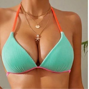 NEW- Shein color blocked bikini top